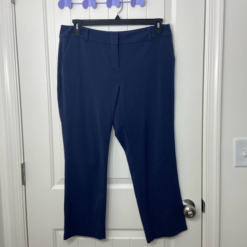 EUC New York & Company women’s navy blue cropped trousers dress pants size 12